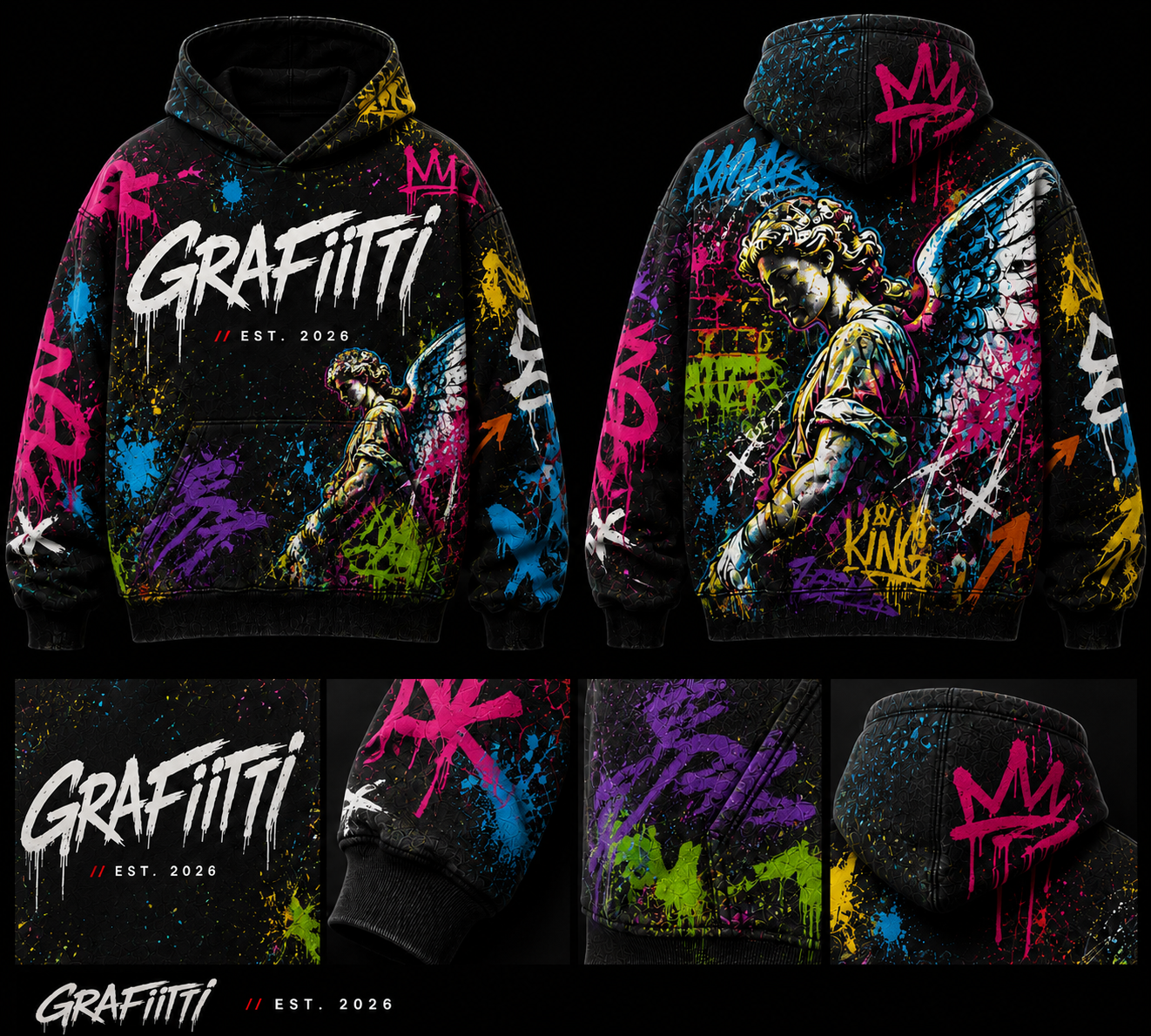 Graffiti Script Hoodie — Minimal Urban Streetwear Pullover