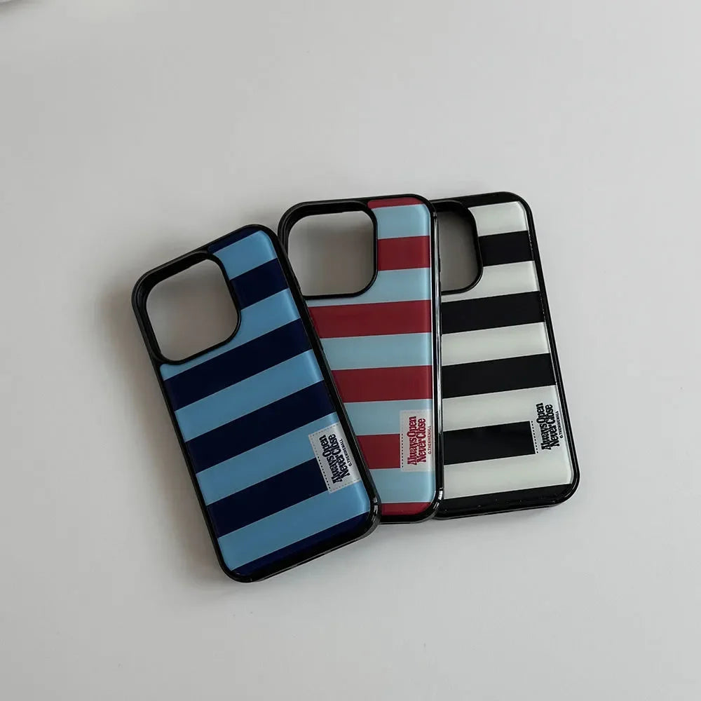 Korean Ins Summer Full Screen Colorful Stripes Drop Glue Phone Case For Samsung Galaxy S23 FE S24 PLUS S25 ULTRA S26 EDGE Cover