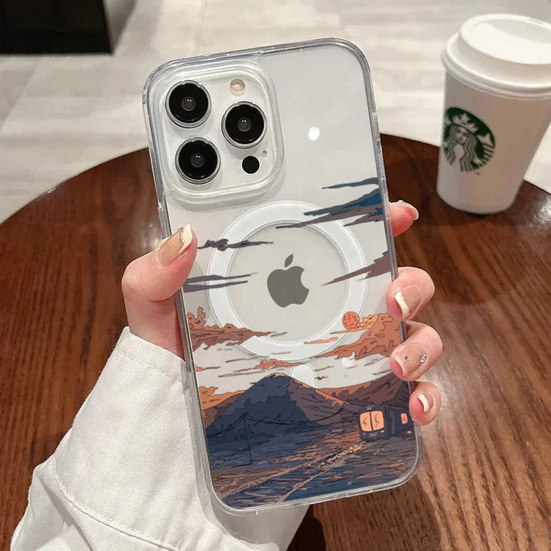 Sunset Pattern Fashion Phone Case For iPhone 17 Pro 16 15 14 Pro Max 13 12 11 Pro 7 8 Plus XS For Magsafe ShockProof TPU Funda