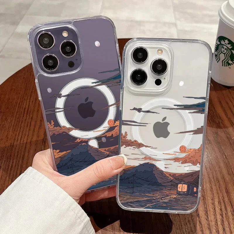 Sunset Pattern Fashion Phone Case For iPhone 17 Pro 16 15 14 Pro Max 13 12 11 Pro 7 8 Plus XS For Magsafe ShockProof TPU Funda