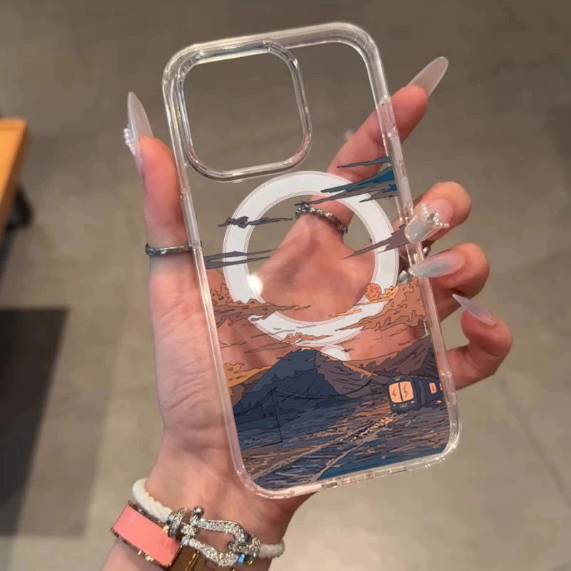 Sunset Pattern Fashion Phone Case For iPhone 17 Pro 16 15 14 Pro Max 13 12 11 Pro 7 8 Plus XS For Magsafe ShockProof TPU Funda